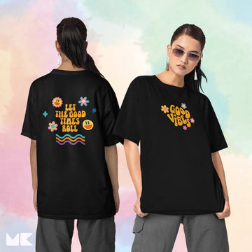 Mad Koffee Oversized T-shirts 2XL / Black Let The Good Vibes Roll - Printed Oversized Drop Shoulder T-shirt