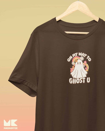Mad Koffee Oversized T-shirts Black / 2XL On My Way To Ghost You - Printed Oversized Drop Shoulder T-shirt