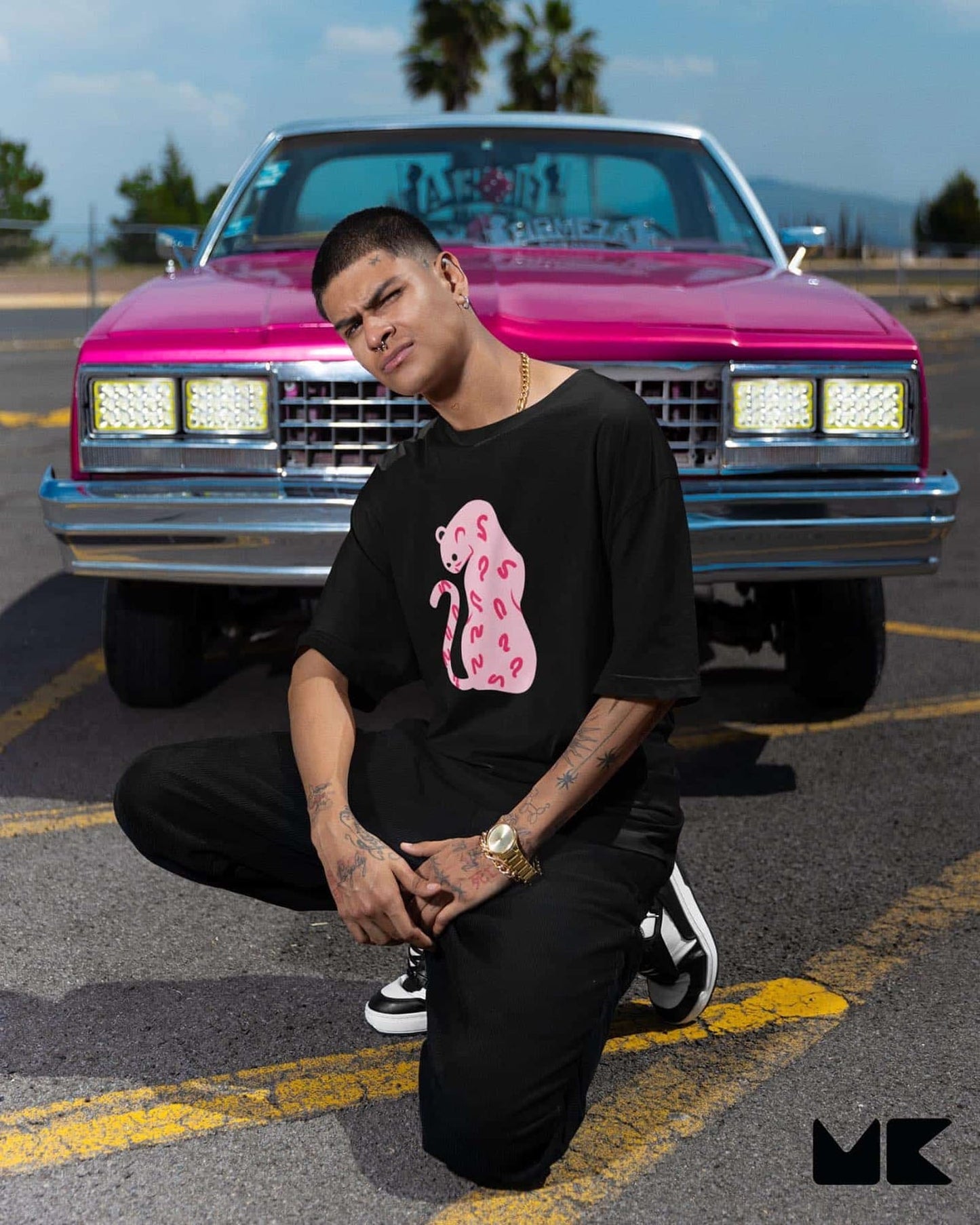Mad Koffee Oversized T-shirts Black / 2XL Pink Felis - Printed Oversized T