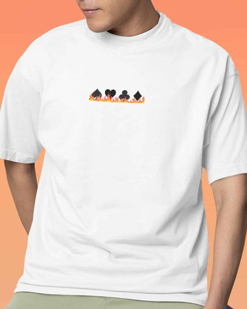 Mad Koffee Oversized T-shirts Hot Pink / 2XL Playing Cards - Printed Oversized Drop Shoulder T-shirt