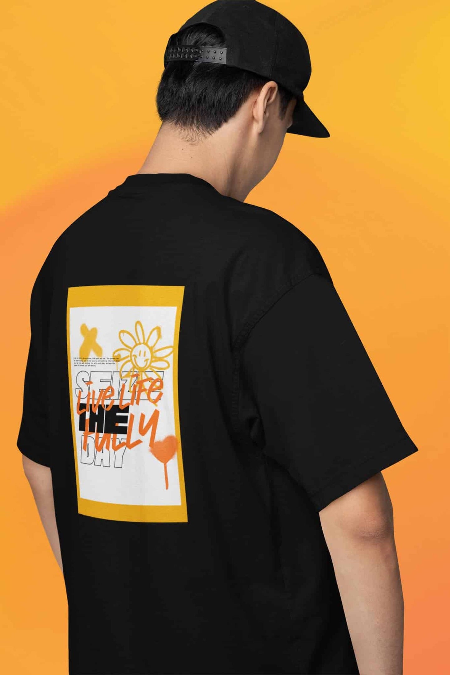 Mad Koffee Oversized T-shirts Seize The Time - Printed Oversized Drop Shoulder T-shirt