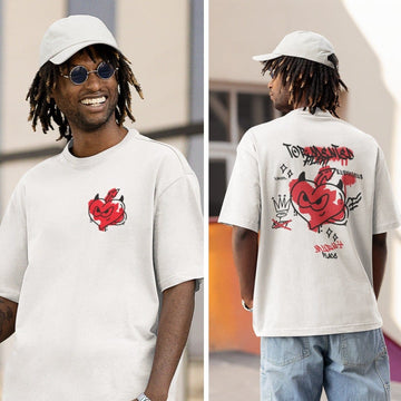 Mad Koffee Oversized T-shirts Nude / 2XL Wanted Heart - Printed Oversized Drop Shoulder T-shirt
