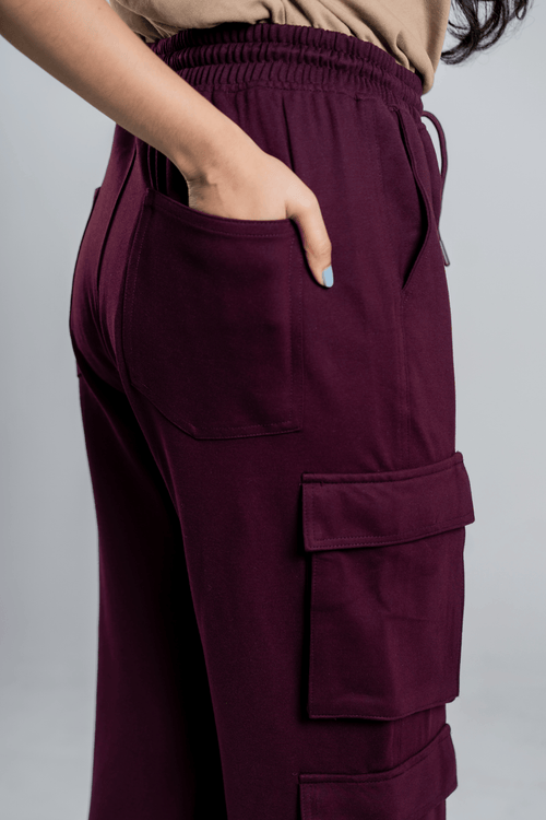 Load image 1 in gallery view. Mad Koffee Pants 4 Way Stretch 8 Pocket Baggies – Deep Maroon
