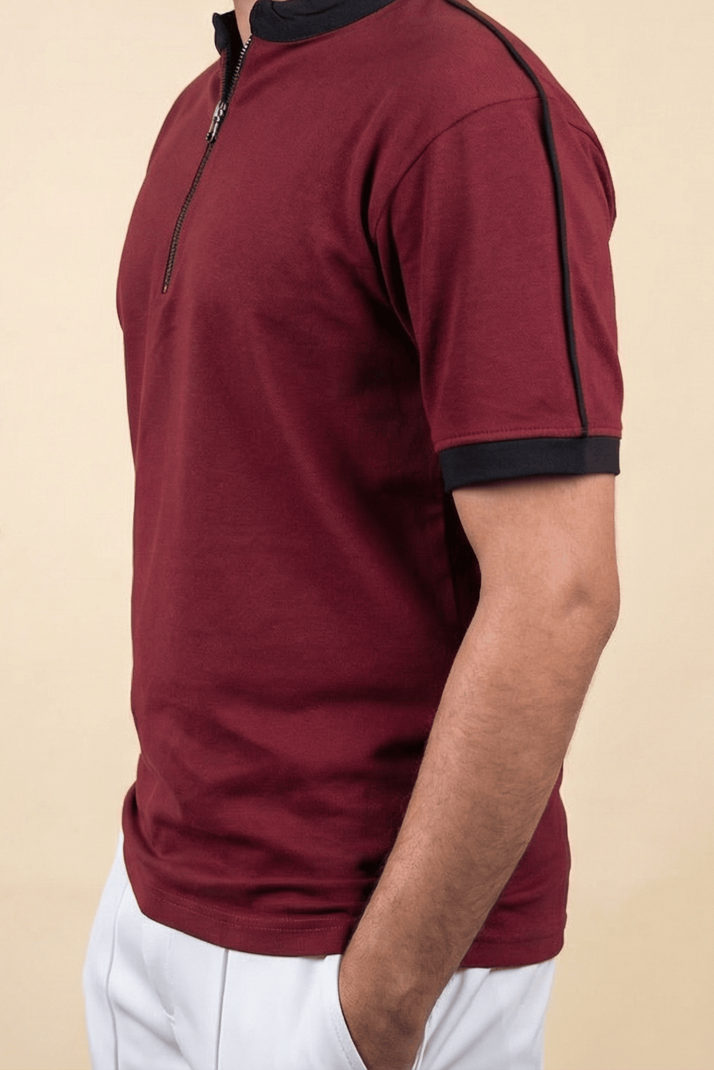 Mad Koffee polo Mandarin Collar Polo - Maroon