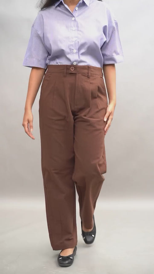 Load image 1 in gallery view. Linen Relaxed Fit Pant – Chocolate Brown