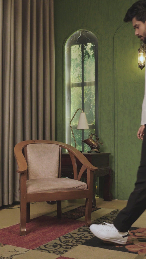 Load image 1 in gallery view. Linen Box Fit Oversized Half Sleeve Shirt — Light Beige