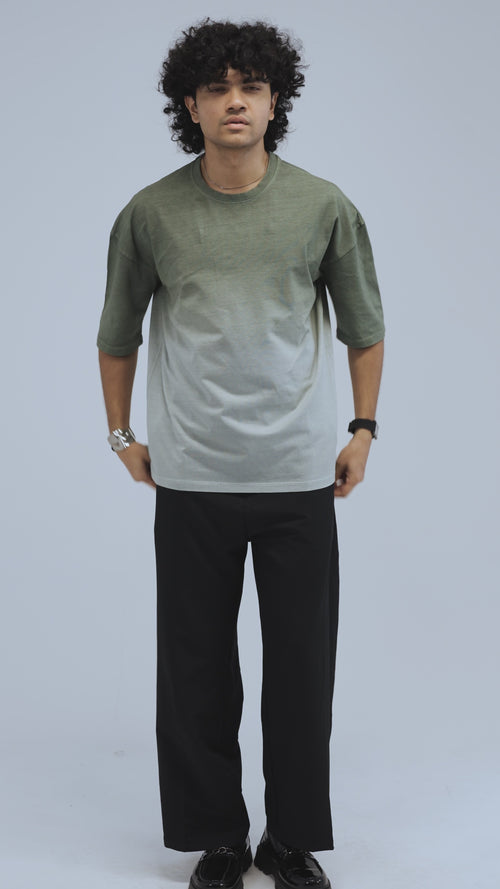 Load image 1 in gallery view. Dip-Dye Drop Shoulder Tee – Matcha Gradient