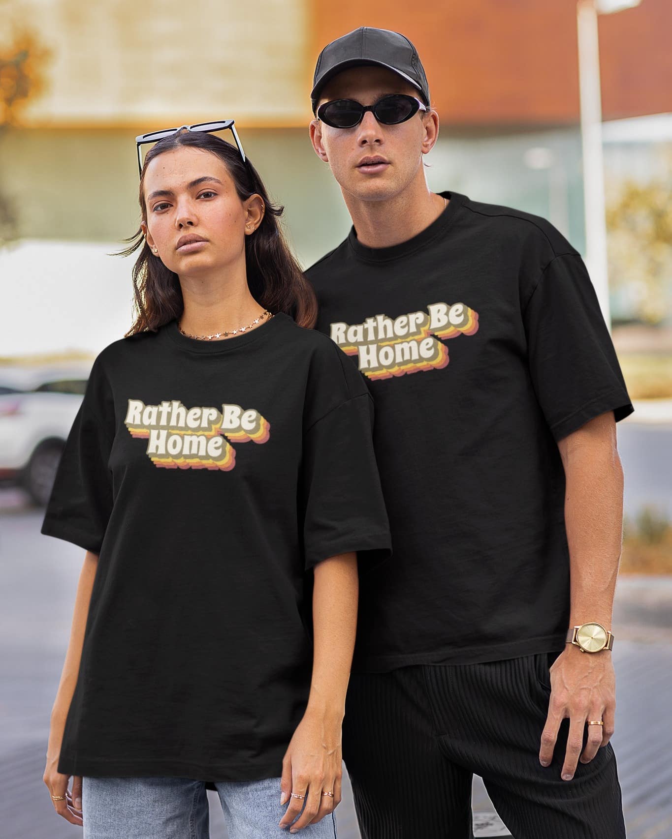 Mad Koffee Rather Be Home - Printed Oversized Drop Shoulder T-shirt