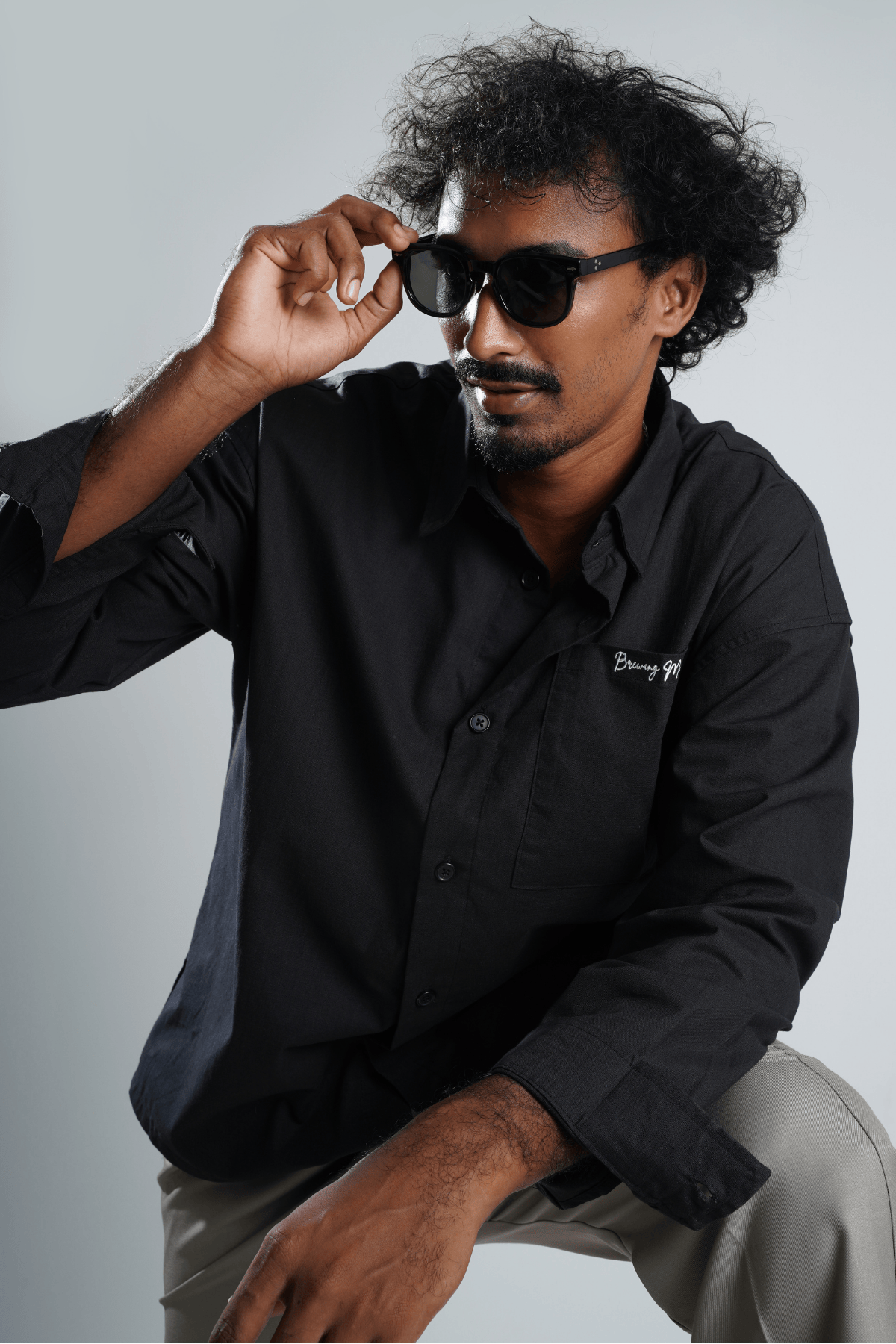 Mad Koffee Remi Cotton Boxy-Fit Shirt – Black