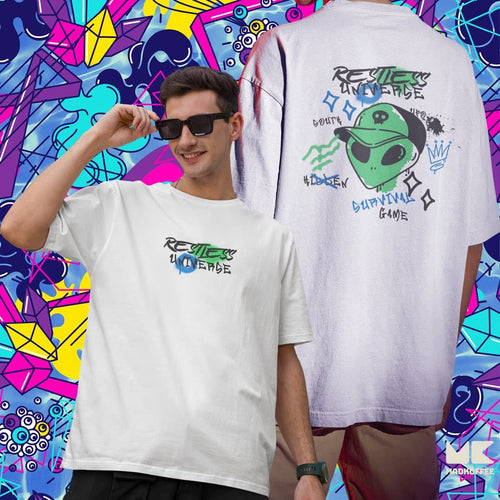 Load image 1 in gallery view. Mad Koffee Restless Universe - Printed Oversized Drop Shoulder T-shirt