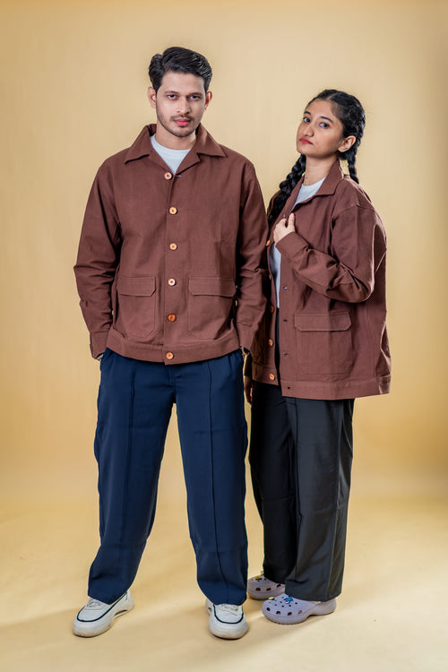 Load image 1 in gallery view. Mad Koffee Shacket Mad Urban Shacket – Brown Jackets