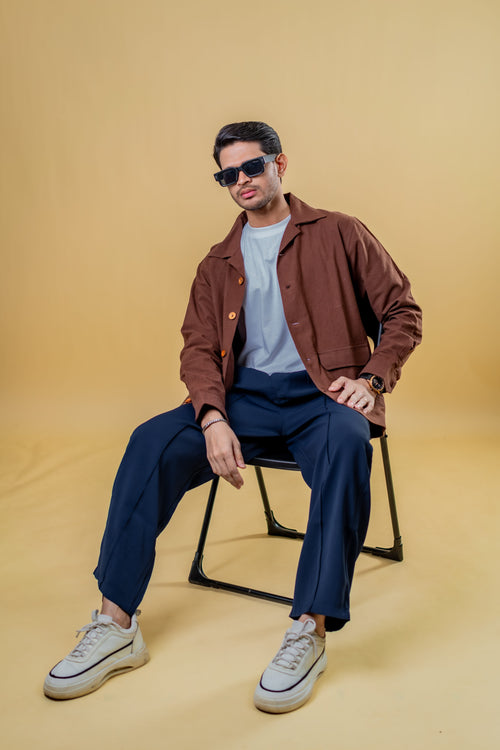 Load image 1 in gallery view. Mad Koffee Shacket Mad Urban Shacket – Brown Jackets