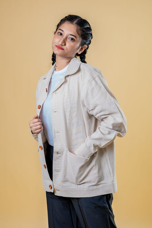 Load image 1 in gallery view. Mad Koffee Shacket Mad Urban Shacket –  Off White Jackets