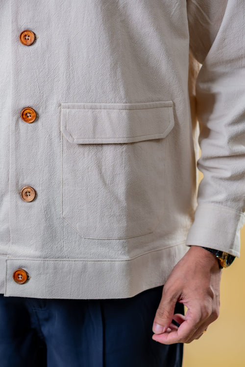 Load image 1 in gallery view. Mad Koffee Shacket Mad Urban Shacket –  Off White Jackets