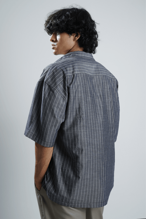 Load image 1 in gallery view. Mad Koffee Shirts Charcoal Blue Pinstripe
