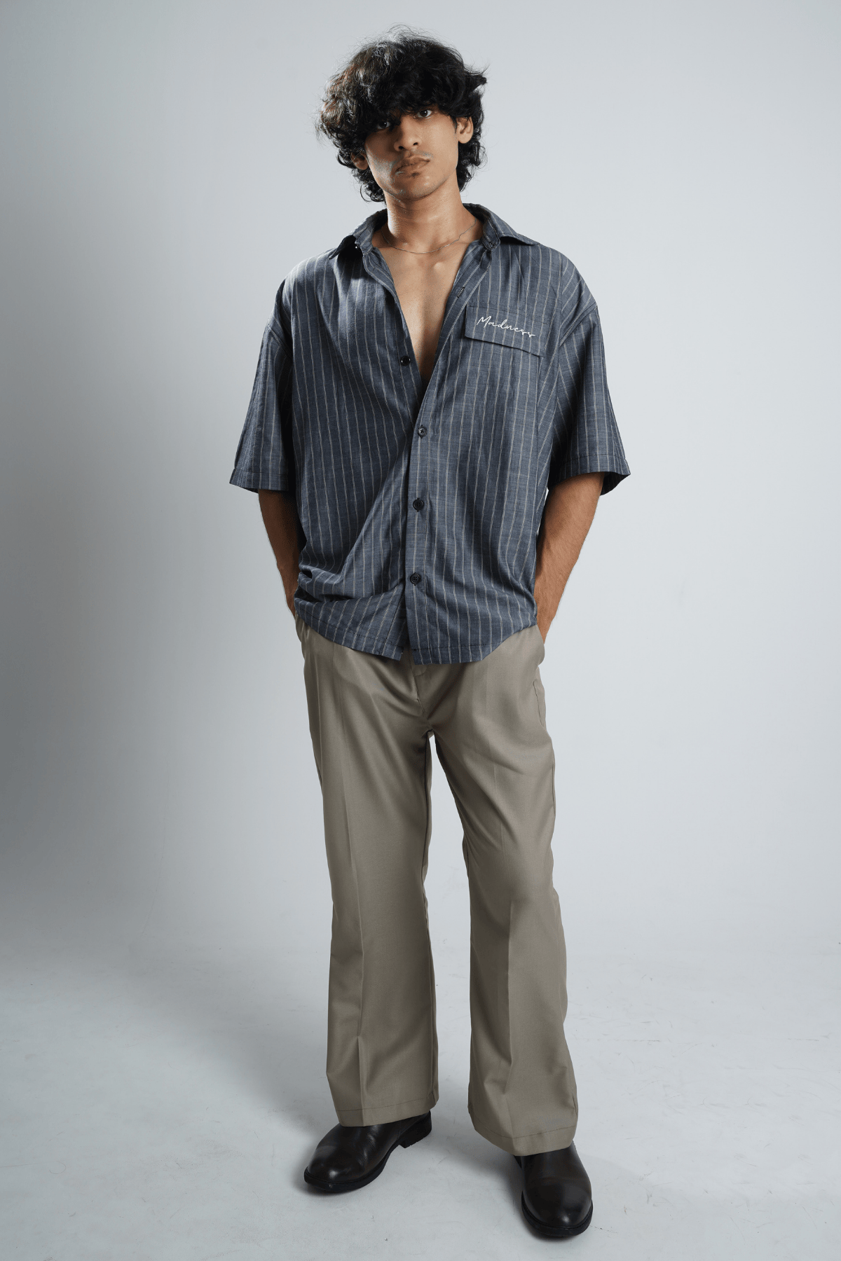 Mad Koffee Shirts Charcoal Blue Pinstripe