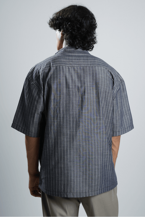 Load image 1 in gallery view. Mad Koffee Shirts Charcoal Blue Pinstripe