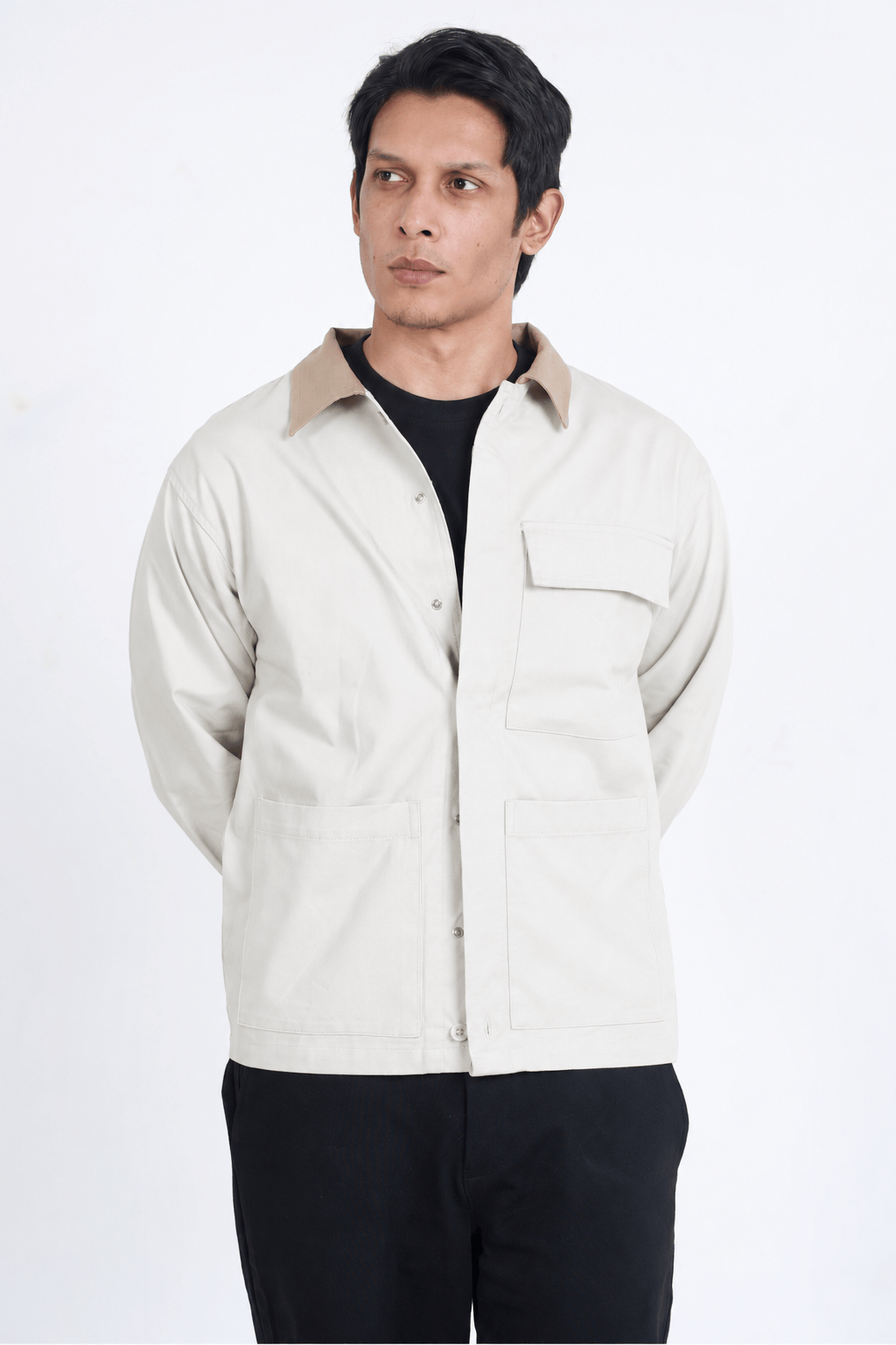 Mad Koffee Shirts Contrast Overshirt - Ivory White