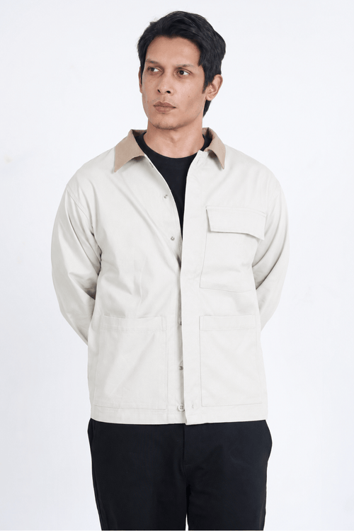 Load image 1 in gallery view. Mad Koffee Shirts Contrast Overshirt - Ivory White