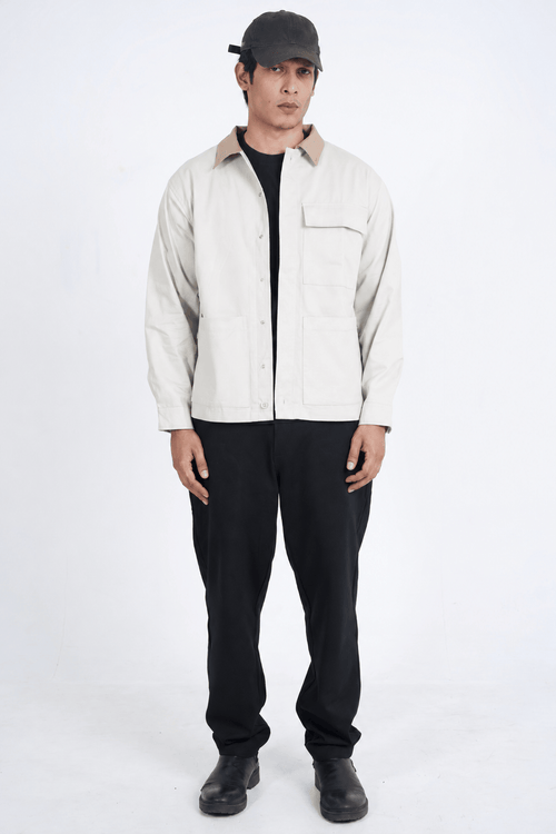 Load image 2 in gallery view. Mad Koffee Shirts Contrast Overshirt - Ivory White