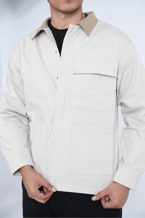 Load image 6 in gallery view. Mad Koffee Shirts Contrast Overshirt - Ivory White