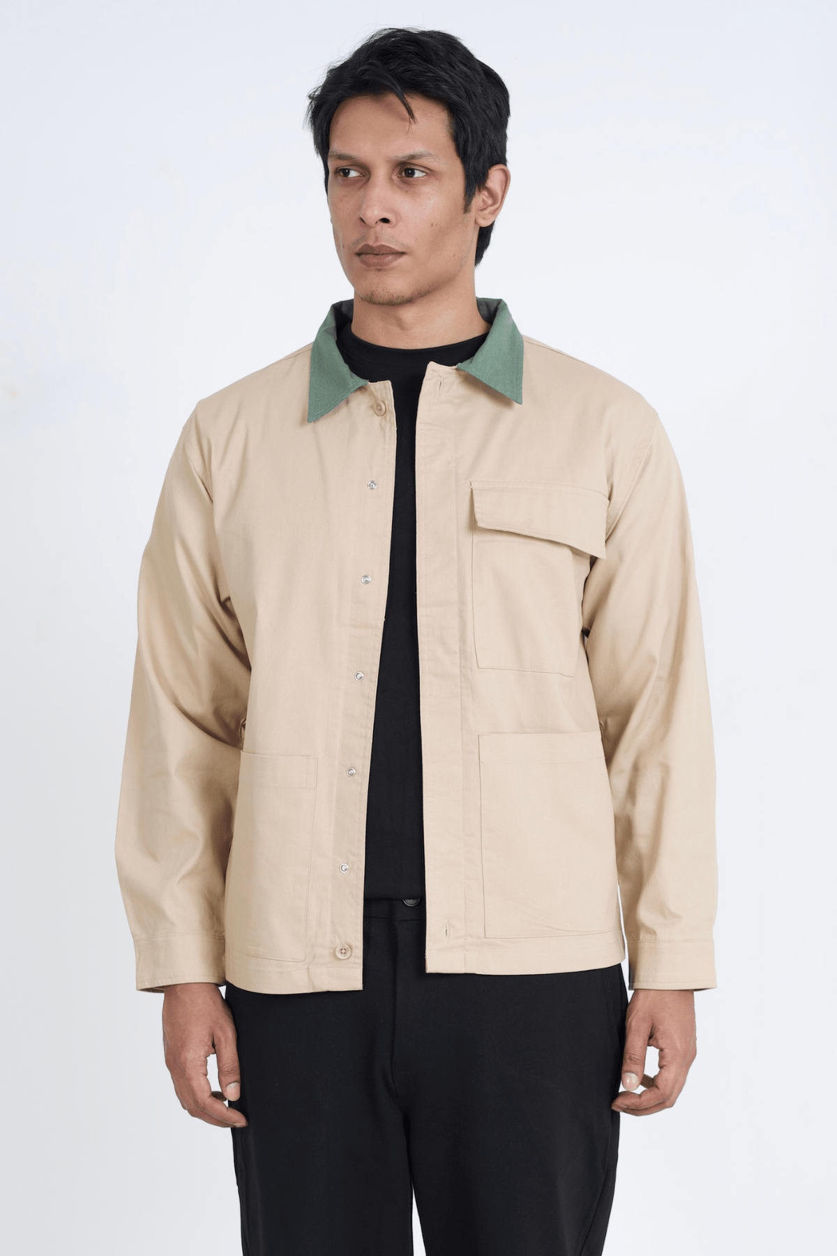 Mad Koffee Shirts Contrast Overshirt - Stone Khaki