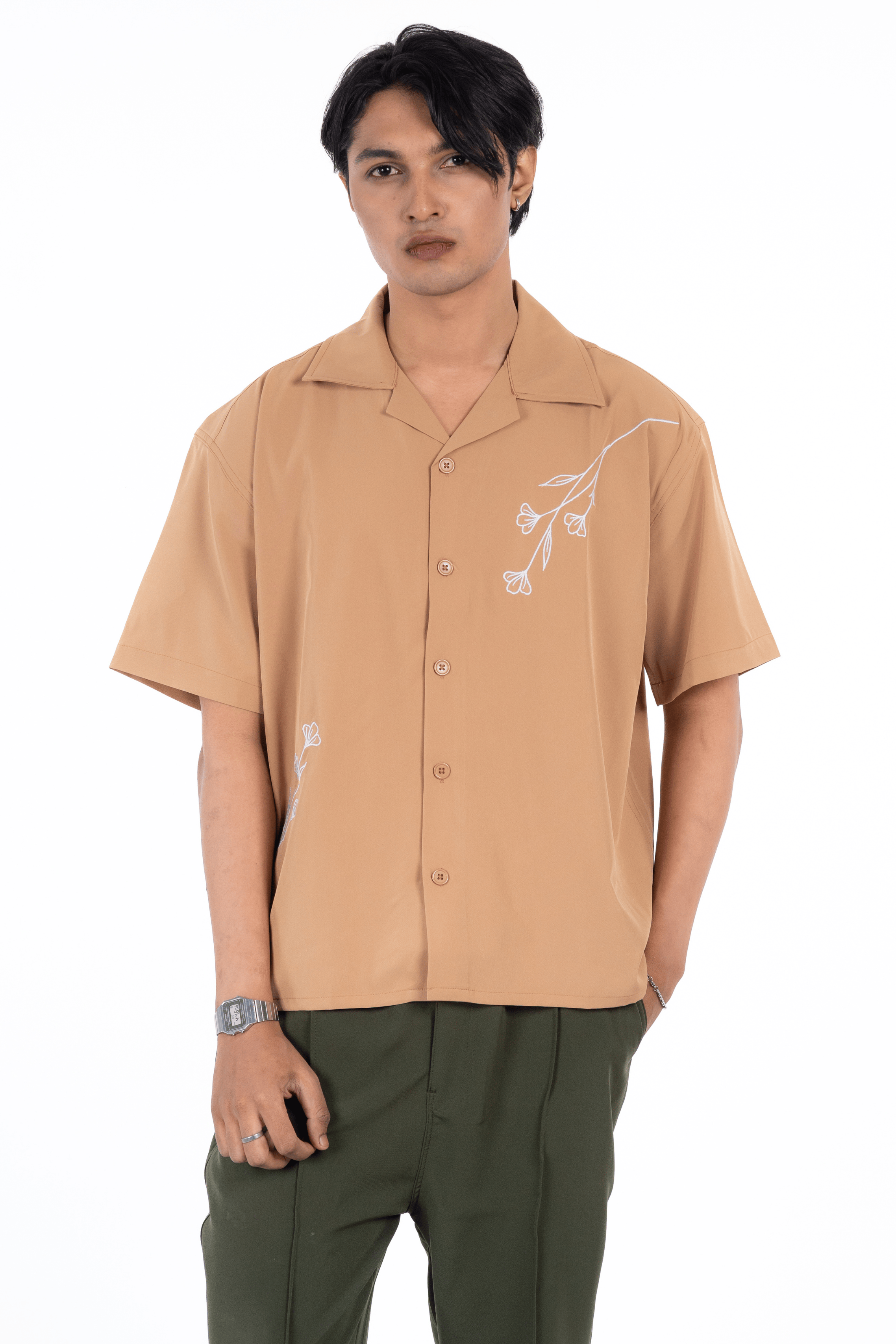 Mad Koffee Shirts Embroidery Cuban Shirts — Caramel Dust