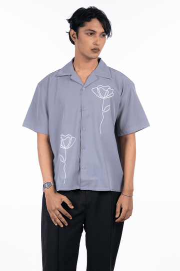 Mad Koffee Shirts M Embroidery Cuban Shirts — Grey