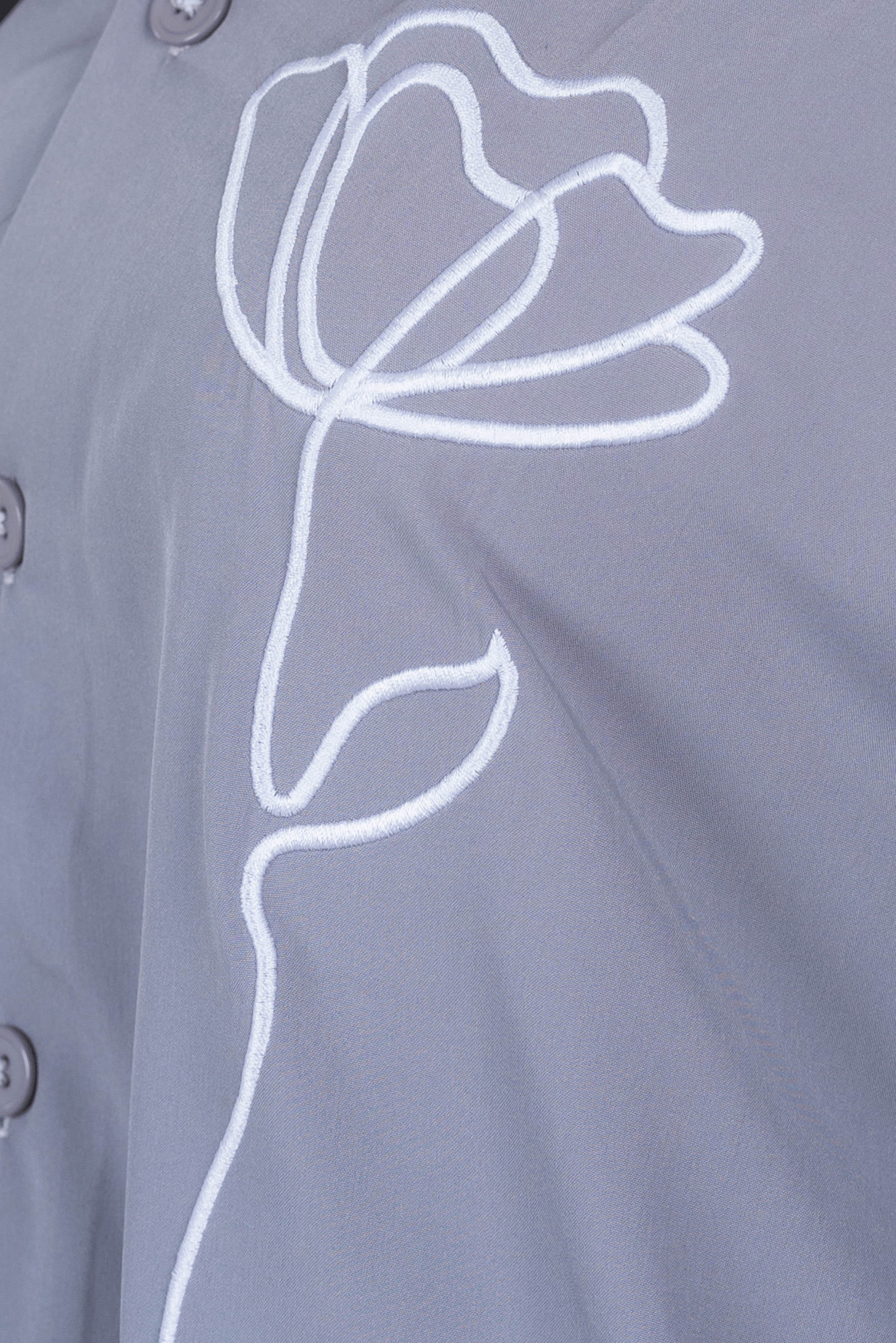 Mad Koffee Shirts Embroidery Cuban Shirts — Grey