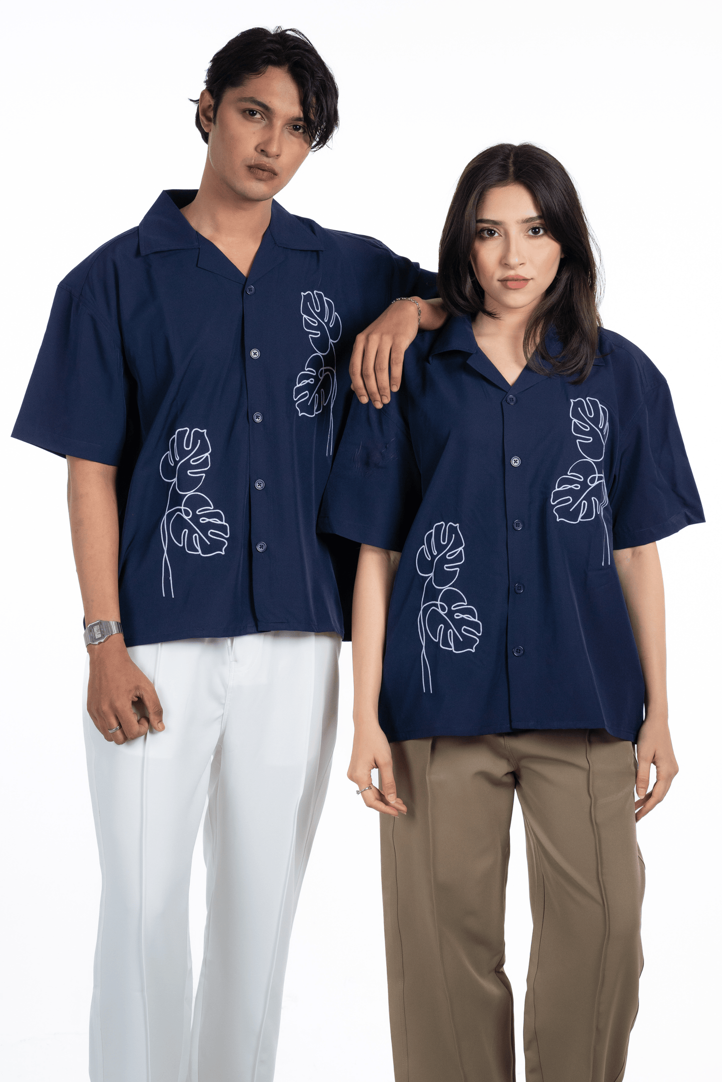 Mad Koffee Shirts Embroidery Cuban Shirts — Midnight Navy