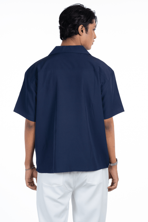 Load image 1 in gallery view. Mad Koffee Shirts Embroidery Cuban Shirts — Midnight Navy