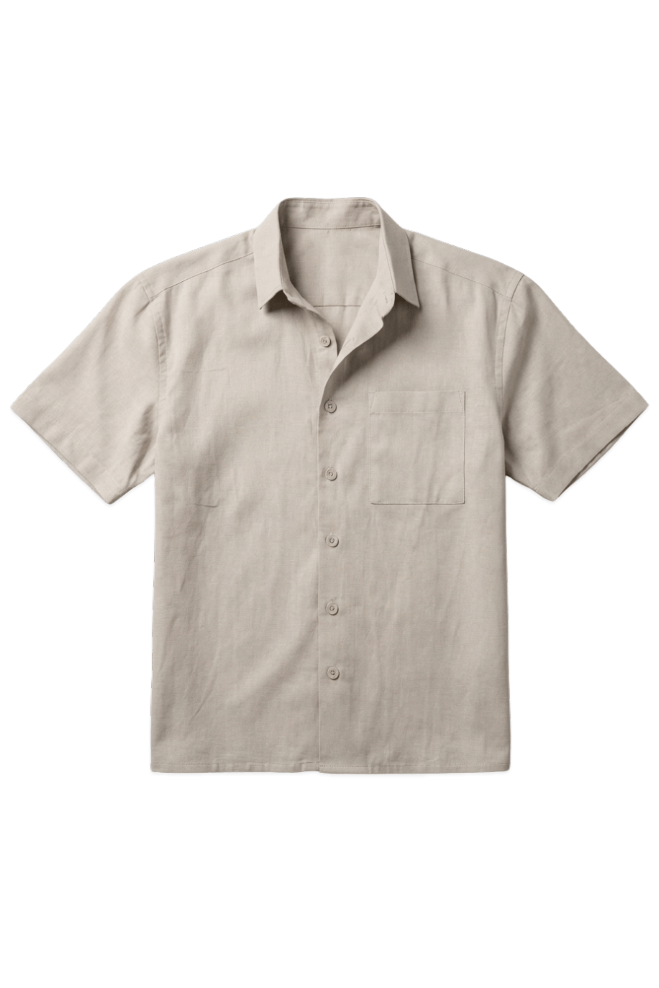 Mad Koffee Shirts Linen Box Fit Oversized Half Sleeve Shirt — Light Beige