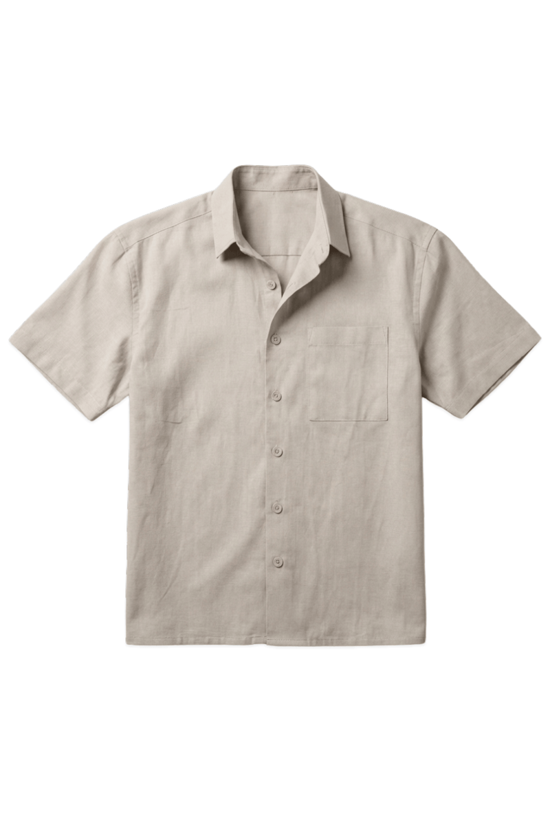 Mad Koffee Shirts Linen Box Fit Oversized Half Sleeve Shirt — Light Beige