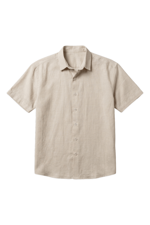 Load image 1 in gallery view. Mad Koffee Shirts Linen Box Fit Oversized Half Sleeve Shirt — Vanilla Dust