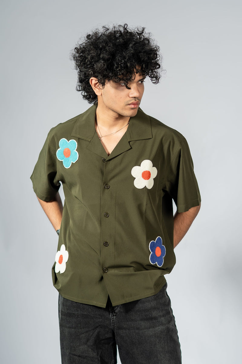 Mad Koffee Shirts Offbeat Patch Shirt - Olive
