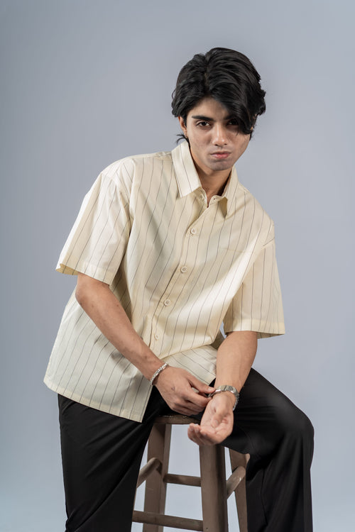 Load image 1 in gallery view. Mad Koffee Shirts Oversized Pinstripe Shirts - Sand