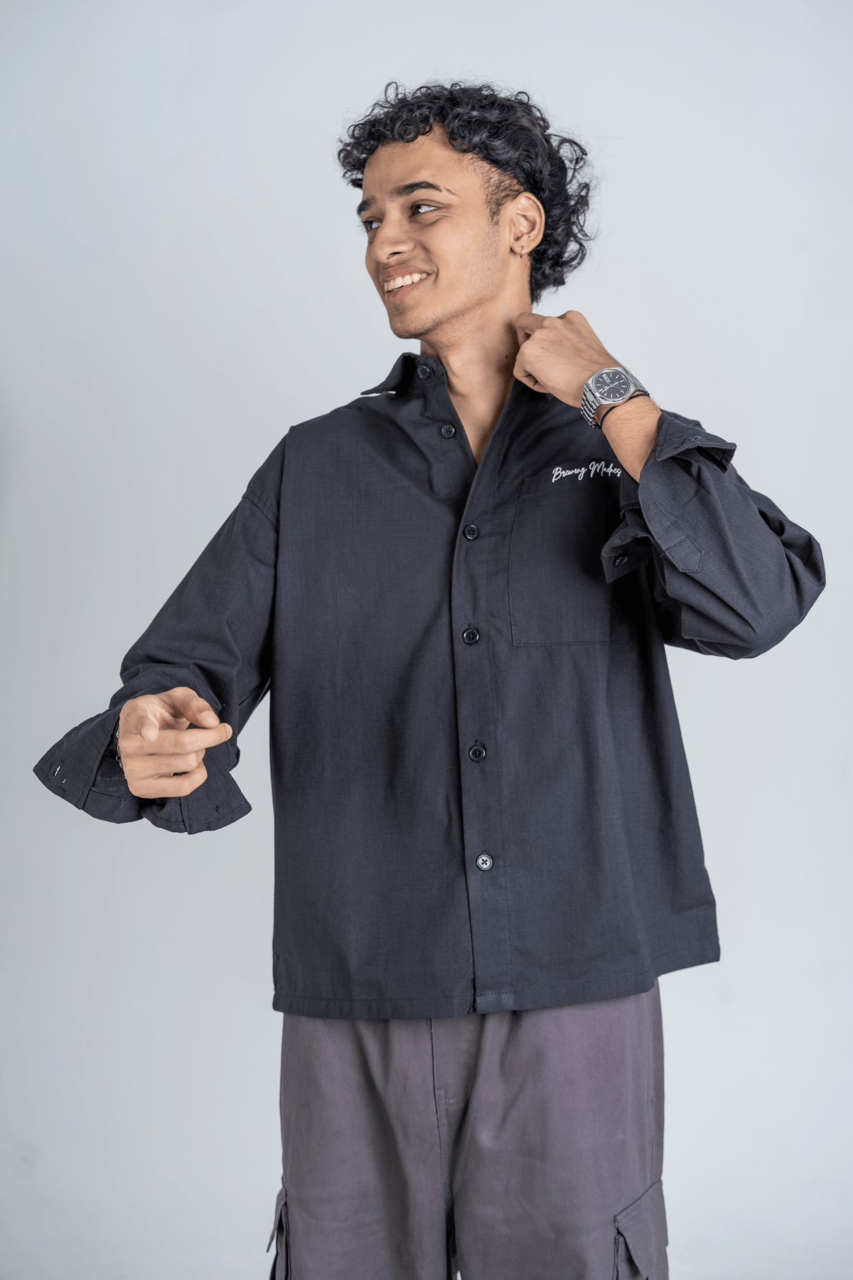 Mad Koffee Shirts Remi Cotton Boxy-Fit Shirt – Black