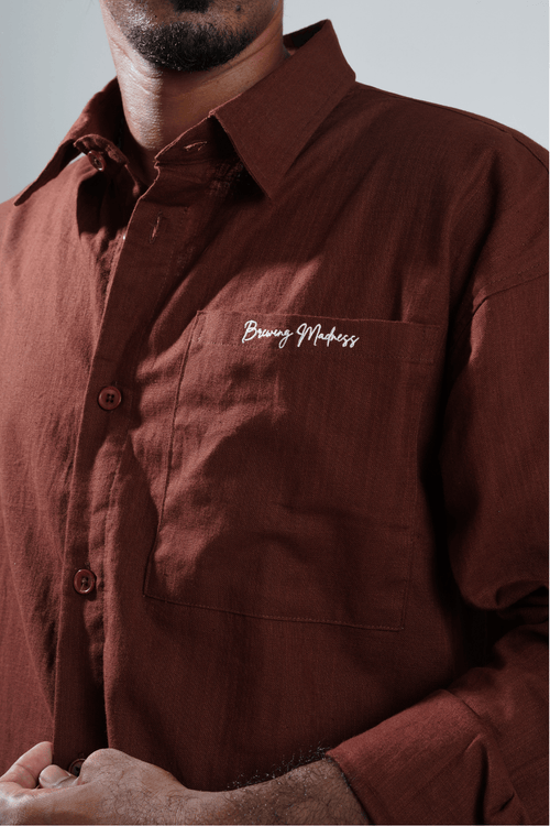Load image 1 in gallery view. Mad Koffee Shirts Remi Cotton Boxy-Fit Shirt – Chocolate Brown