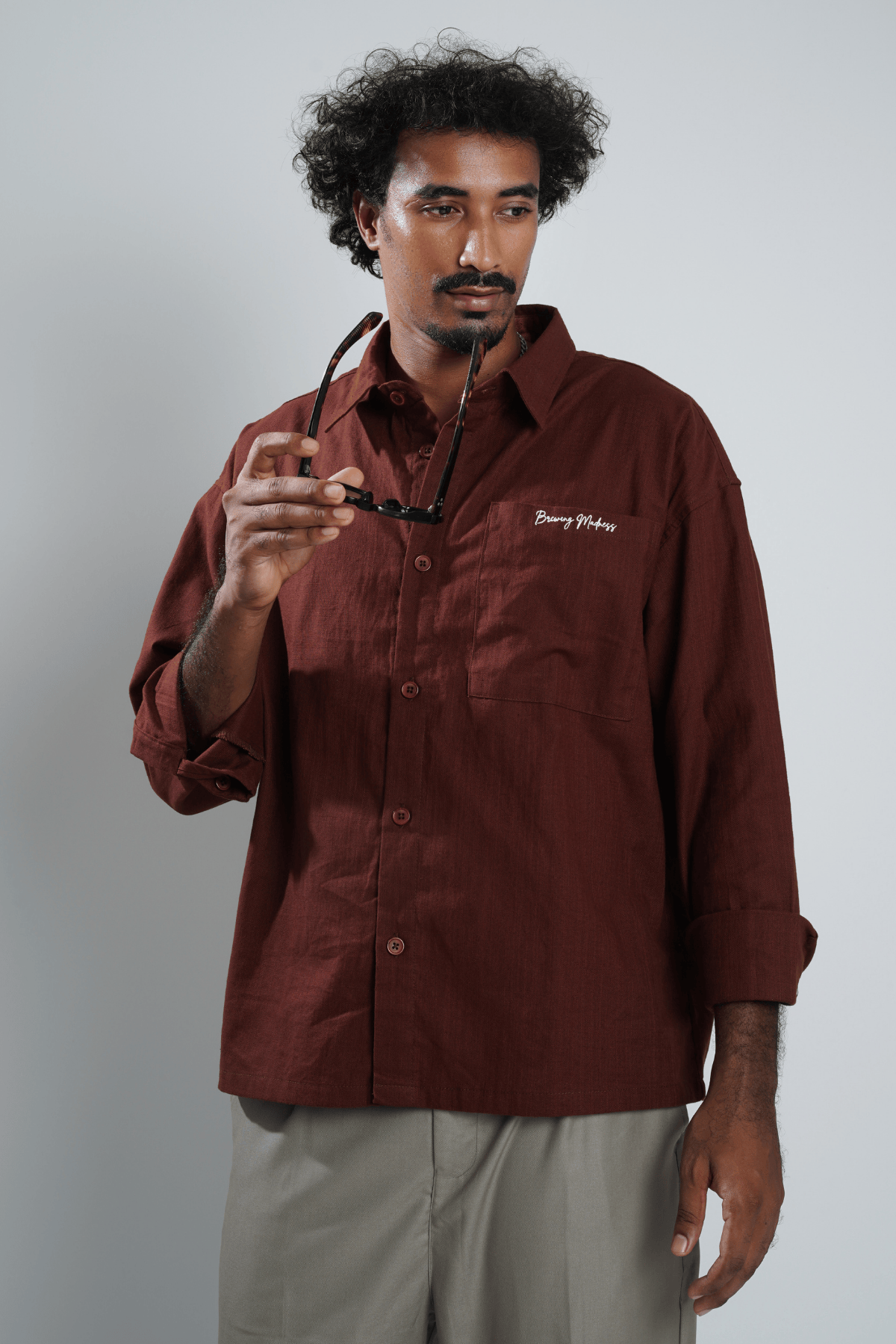 Mad Koffee Shirts Remi Cotton Boxy-Fit Shirt – Chocolate Brown