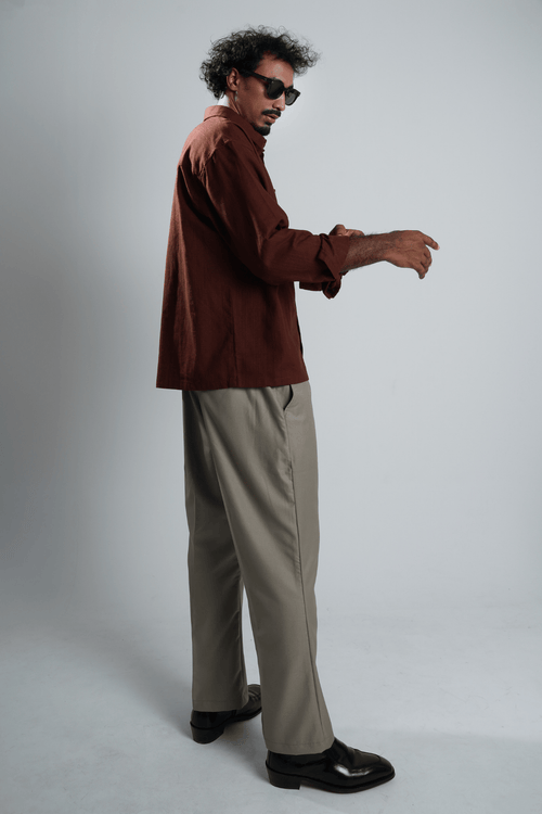 Load image 1 in gallery view. Mad Koffee Shirts Remi Cotton Boxy-Fit Shirt – Chocolate Brown