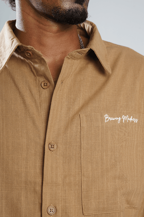 Load image 1 in gallery view. Mad Koffee Shirts Remi Cotton Boxy-Fit Shirt – Mocha