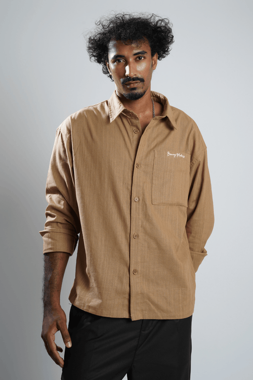 Load image 1 in gallery view. Mad Koffee Shirts Remi Cotton Boxy-Fit Shirt – Mocha