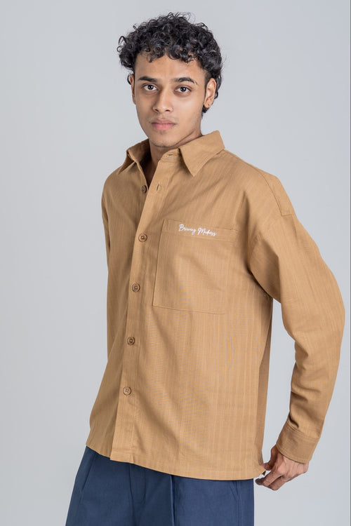 Load image 1 in gallery view. Mad Koffee Shirts Remi Cotton Boxy-Fit Shirt – Mocha