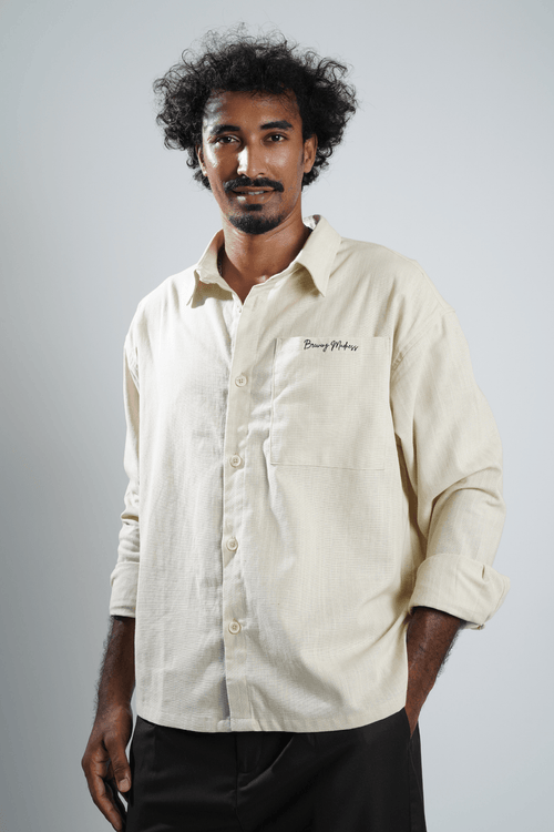 Load image 1 in gallery view. Mad Koffee Shirts Remi Cotton Boxy-Fit Shirt – Oatmeal