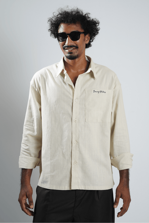 Load image 1 in gallery view. Mad Koffee Shirts Remi Cotton Boxy-Fit Shirt – Oatmeal