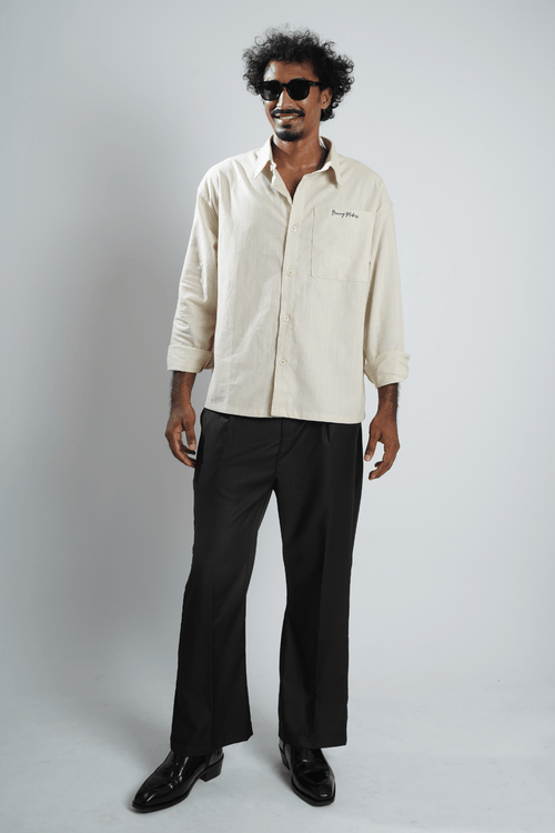 Load image 1 in gallery view. Mad Koffee Shirts Remi Cotton Boxy-Fit Shirt – Oatmeal