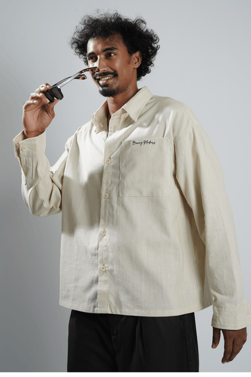 Load image 1 in gallery view. Mad Koffee Shirts Remi Cotton Boxy-Fit Shirt – Oatmeal