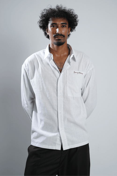 Load image 1 in gallery view. Mad Koffee Shirts Remi Cotton Boxy-Fit Shirt – Snow White
