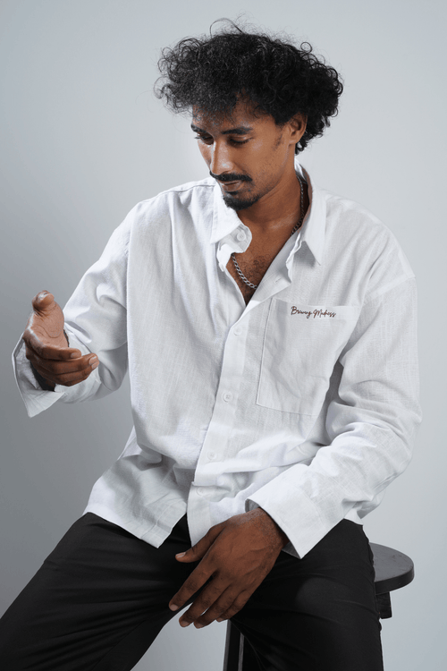 Load image 1 in gallery view. Mad Koffee Shirts Remi Cotton Boxy-Fit Shirt – Snow White