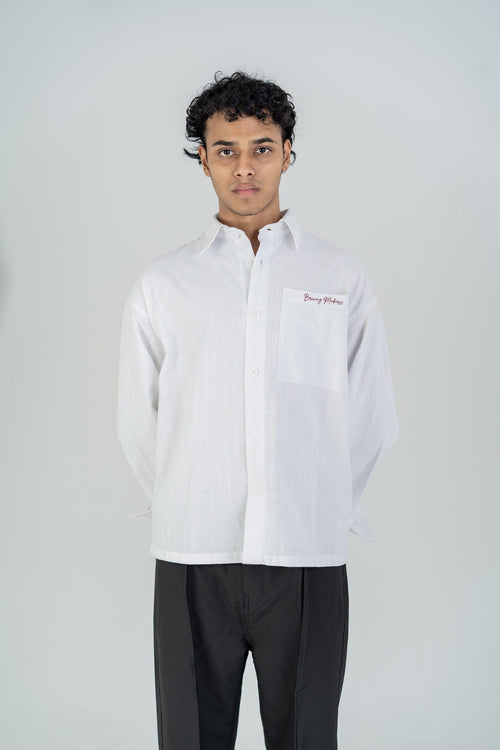 Load image 1 in gallery view. Mad Koffee Shirts Remi Cotton Boxy-Fit Shirt – Snow White
